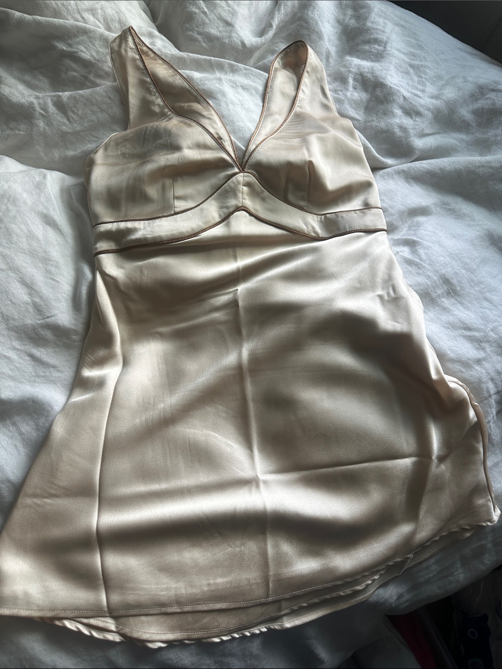 Silky V-Neck Chemise Slip in Champagne Abercrombie